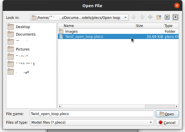 PLECS open loop model