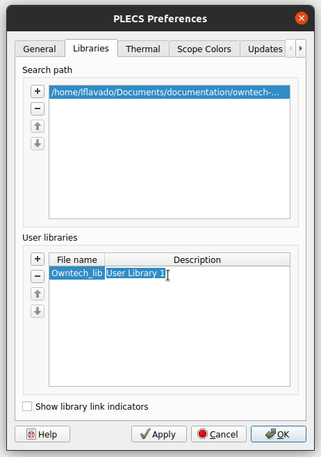 PLECS User Library default name