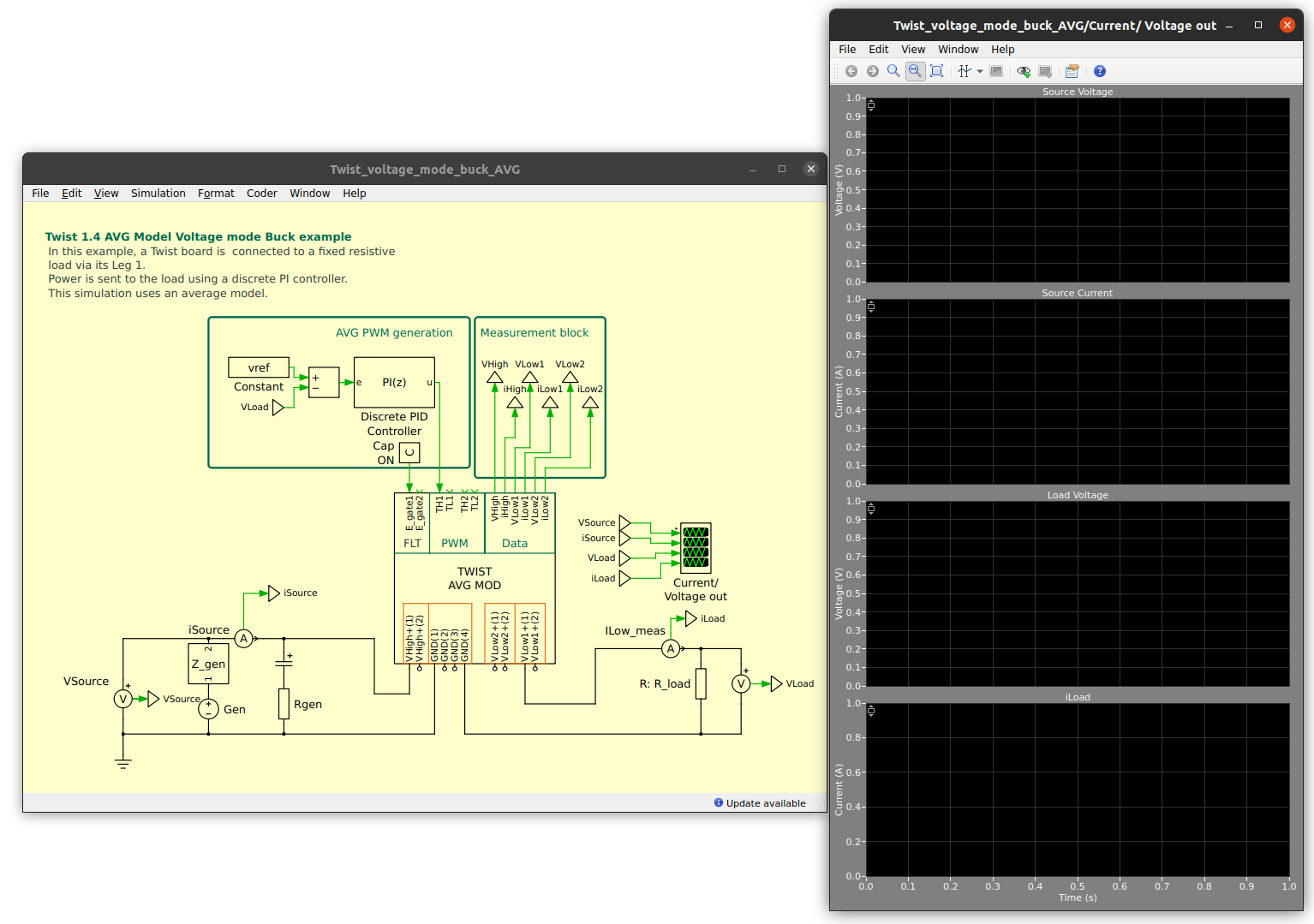 Voltage mode average model and scope window